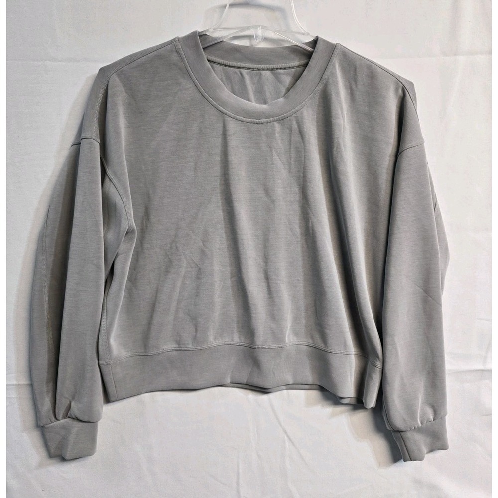 LULULEMON Softstreme Perfectly Oversized Crop Pullover Gray Sz 8